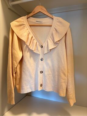 Minimum Cream Ruffle-Trim Button Cardigan